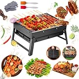 Klappgrill,Holzkohlegrill Klein,BBQ Barbecue Grill,Outdoor Picknick Campinggrill 37cm x 27cm x 19cm Tragbarer Grill für Picknick, Garten, Terrasse, Camping, Reisen