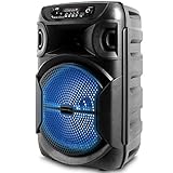 Technical Pro Tragbarer Bluetooth-Lautsprecher mit Tieftöner und Hochtöner, 20,3 cm (8 Zoll), mit digitaler Verarbeitung, XLR auf 1/4 Zoll für Karaoke (Schwarz, Lautsprecher)