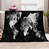 KBDQGX Warme Kuscheldecke Flanell Decke Microfaser Fleecedecke 130X150Cm 3D Schwarz-Weiß-Kartendruck Drucken Sofadecke Weiche Flauschige Wolldecken Tagesdecke Wohndecke Für Erwachsene & Kinder