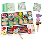 Zghhc Holz-BBQ-Grill-Spielzeug-Set, 1 Set Kinder-grillhaus-Spielzeug, Montessori-grillsimulationsessen, Früherziehungsspielzeug Für Kinder