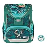 Herlitz Schulranzen Light Green Rex | Kinder Organizer für Schüler Kinder | Steifer Rücken | Unisex | Schultasche am Rücken | Geräumiger Robuster Schulrucksack, multicoloured, M