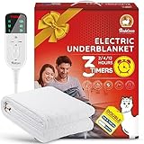 Mia&Coco Heizdecke mit Abschaltautomatik, 160 x 130 cm, Wärmeunterbett mit 12-Stunden-Timer und 3 Wärmestufen, LED-Anzeige, Überhitzungsschutz, Wärmedecke für Gängigen Matratzen,Maschinenwaschbar