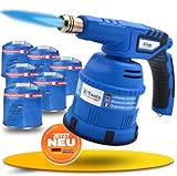 MAGNUM ® Gasbrenner mit Kartusche– Küchenbrenner max. 1300°C Temperatur – Lötlampe – Bunsenbrenner Küche -Flambierbrenner (6 x 190 g Kartuschen)