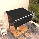 Festnight Elektrische Markise 3x2,5 m Gelenkarmmarkise 250 Breit Automatisch Sonnenmarkise Terrasse Gelenkmarkise mit Handkurbel Volant Kassettenmarkise Elektrisch Terassenmarkise Außen