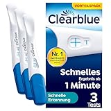 Clearblue Schwangerschaftstest, Schnelle Erkennung Vorteilspack, Ergebnis innerhalb von 1 Minute möglich, 3 Tests