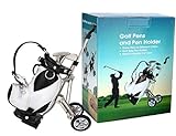 LL-Golf® Stiftehalter Miniatur Golfbag mit Trolley und 3 Golfschläger Stiften/Golfgeschenk Golfer Schreibtisch Büro Geschenk Geschenkidee