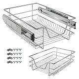 Arebos Teleskopschublade - für Schrankbreite 30 40 50 oder 60 cm/verchromt/Setwahl- Küchenschublade Korbauszug Schrankauszug, Schubladeneinsätze für Küchenschrank / 40 cm