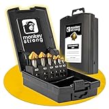 monkeystrong Kegelsenker Set 90° Ø 6,3-20,5 mm aus HSS Stahl - richtig scharf - Senker und Entgrater für Holz, Metall und Kunststoff in praktischer Aufbewahrungsbox