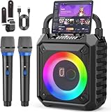 JYX Karaoke Machine mit 2 drahtlosen Mikrofones, Tragbaren Bluetooth Lautsprecher mit RGB-Licht, Karaoke Anlage für Karaoke, Hausparty, PA-System für Erwachsene Partybox