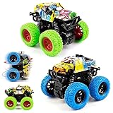 Shayson Monster Truck Auto Spielzeug, Monstertrucks 3 4 5 6 Jahre Kinderspielzeug Spielzeugautos Geschenk, Aufziehauto LKW Reibungsbetriebene Rennwagen Zurückziehen, 360 Grad Rotierende, 2 Stück