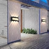 TZSMUM Modern LED Wandlampe Aussen/Innen Wandleuchte IP65 Wasserdichte Wandbeleuchtung Dekorative Up Down Kreative Wandleuchten Aluminium für Treppen Garten Garage (Schwarze-Warmes Licht,6 Lampe)