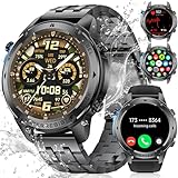 LIGE GPS Smartwatch Herren,1,43' HD AMOLED Smartwatch mit Telefonfunktion,Fitnessuhr,Militär Uhr mit 170+ Sportmodi,Herz-/Schlaftracking/Kompass,5ATM Wasserdicht Sportuhr für iOS/Android,Gunmetal