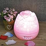 Nachtlicht Romantische Rosenknospen Sternenhimmel Projektor Nachtlicht USB Wiederaufladbare Led Nachtlampe Kinder Baby Kinder Geschenk Pink