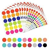 3040 Stück Klebepunkte Bunt, 20mm 10mm 6mm Runde Punkte Aufkleber, Selbstklebende Etiketten Markierungspunkte, Runde Punktaufkleber Klebepunkte, Farbige Etiketten Markierungspunkte für Büro Schule