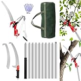Astschere Teleskop mit Astsäge, 82-426cm Astsäge mit Teleskopstiel, Einstellbare Länge Seilzug Gartensäge Baumsäge, 14ft Höhenverstellbar Edelstahl, 2-in-1 Teleskopsäge Hochentaster Manuell Baumschere