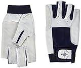 BluePort Erwachsene (Unisex) Segelhandschuhe aus Leder-5 Finger frei S, weiß, S