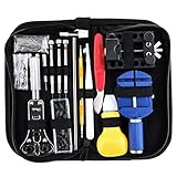 Gcroet Uhren-Werkzeug-Set, 147-teilig, Uhr-Reparatur-Werkzeug-Set, Werkzeuge, Link-Federsteg-Entferner, Uhrmacher-, Gehäuseöffner mit Box...