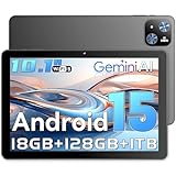 Tablet 10 Zoll Android 15 Tablet PC Gemini AI 18GB RAM 128GB ROM Erweiterbar auf 1TB Octa-Core Prozessor 1280x800 HD IPS Touchscreen 6000mAh Batterie Widevine L1 5G WiFi BT 5.0 5MP+8MP Dual Camera L70