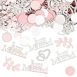 GoldRock Just Married Deko Hochzeit Tischdeko Herzen Deko Konfetti Groß,100 Stück Tischdeko Hochzeit Rosegold,Glitzer Streudeko Hochzeiten Geschenk, Hochzeitsdekoration Tisch,Vintage Hochzeitsdeko Set