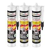 Isolbau Montagekleber Fix-Power - 3 x 480 g Styroporleber, Kraftkleber, Alleskleber, Baukleber für Innen- & Außenbereich - 200 kg / 10 cm - Weiß
