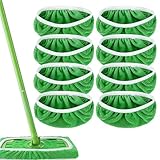 8 Stück Tücher Wiederverwendbare für Swiffer Bodenwischer, Swiffer Ersatz Wischbezüge, Mikrofaser Ersatzbezug, Nass Trocken Wischmopp Bezug, für Reinigung Von HartböDen Und HolzböDen