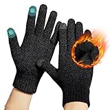 DOVAVA Handschuhe Herren schwarz,Strickhandschuhe Herren,Touchscreen Handschuhe Fahrradhandschuhe,Winterhandschuhe Damen in Dunkelgrau und Khaki mit weichem Innenfutter (Schwarz)