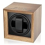 Fousenuk uhrenbeweger für automatikuhren mit leisem Motor, 2 einstellmodi, quadratisch nussbaumfarbenes uhrengehäuse, mit USB-ladeanschluss und Memory-Schaumstoff, für mechanischen uhrenaufzug