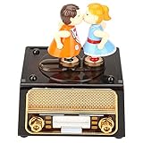 Hilitand Spieluhr, Retro-Radio-Form, mit schöner Aufbewahrung für Puppen, für Valentinstag, Hochzeit