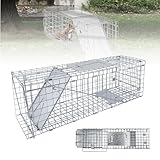 Große Tierfalle 62x19x21 cm – 1 Eingänge für Marder, Katzen, Waschbären – Verzinkte, Wetterfeste Lebendfalle – Humane Kaninchenfalle & Rattenfalle