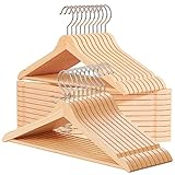 OGIVO Kleiderbügel Holz -30 Stück - Holzbügel für Ihren Garderobe - Haken um 360° drehbar - Einkerbungen im Schulterbereich - Hangers Clothes (Natur)