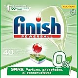 Finish Powerball All in One Spülmaschinentabs, 0% umweltfreundlich, ohne Duftstoffe, Phosphate und Konservierungsstoffe – 40 Tabs Spülmaschine – 640 g