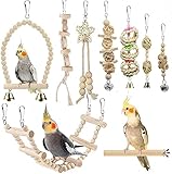 Vogelspielzeug, Sittichspielzeug, Vogelkäfig-Zubehör, Papageienschaukel, Kauen, Stehsitzstange, Hängematte, Kletterleiter für Wellensittiche, Sittiche, Sittiche, Nymphensittiche, Mynah, Liebesvögel,