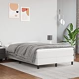 Tidyard Boxspringbett mit Matratze Bettrahmen Polsterbett Jugendbett mit Lattenrost Gästebett Bett mit Kopfteil Schlafzimmerbett Designerbett Doppelbett/Einzelbett Hotelbett Weiß 120x200 cm Kunstleder