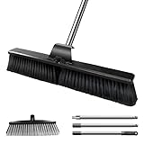 Midyb Straßenbesen 63 cm, Gartenbesen mit 2 Austauschbaren Besenköpfen, 144cm Besen mit Stiel Ausziehbar, Stabiler Kehrbesen im Freien für Terrasse, Garage, Garten