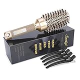 Rundbürste zum Föhnen, Haarbürste Rund aus Nano Thermal Ceramic & Ionic mit Wildschweinborsten, Professionelle Rundbürste zum Stylen, Locken und Glätten von Sndyi - 43mm
