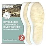 Hey Nature 2 Paar Lammwolle Einlegesohlen Herren & Damen, natürliche Wärmesohlen. Wärmende Schuheinlagen besser als beheizbare Sohlen & Fußwärmer. Thermosohlen aus Wolle statt Lammfellsohlen