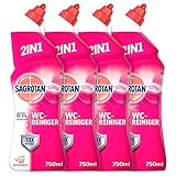 Sagrotan WC-Reiniger Blütenfrische – 2in1 Reinigungsmittel mit Antischmutzfilm für langanhaltende WC-Frische – 4 x 750 ml