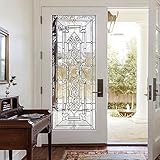 Neukids Rippled Geometric Iris Türfolie Selbstklebend,Abziehen und Einfügen Buntglas türen klebefolie,Innentür dekorative Kunst Glastür Aufkleber,2 Bände türfolie selbstklebend 38.6x200