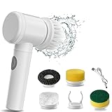 Elektrischer Spin Scrubber Elektrische Reinigungsbürste Schnurloser Power Scrubber mit 5 austauschbaren Bürstenköpfen für Boden, Wanne, Fliesen, Küche, Auto