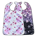 LIGSLN Wiederverwendbares Polyester-Lätzchen für Erwachsene, auslaufsicher, Kleidungsschutz, mehrere Muster, faltbar, Unisex, 2 Stück, Erwachsene zum Essen, A10 und A05, One size