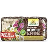 Neudorff KokoHum BlumenErde – Praktische Brikett-Erde erspart schweres Schleppen und ist ideal für kräftiges Wurzelwachstum, 7 Liter