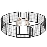 Yaheetech 12-teilig Welpenlaufstall 63cm hoch, Welpenauslauf mit 2 Türen, Automatische Verriegelung, Flexibel und faltbar, Tierlaufstall für Wohnung & Garten