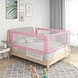 Chusui Kleinkind-Bettschutzgitter, Rausfallschutz Bett, Bettgitter Rausfallschutz, Rausfallschutz Kinderbett, Bettumrandung Babybett, Rosa 150x25 cm Stoff