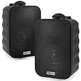 Power Dynamics BGO30, Outdoor Lautsprecher Wetterfest, IP56 Wand Lautsprecher Boxen, Set - 60 Watt - 2 Wege In- und Outdoor Wandlautsprecher mit Wandhalterung, Festmontage Wand und Decke - Schwarz
