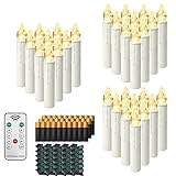 HENGMEI 40er LED Kerzen Weihnachtskerzen kabellos mit Fernbedienung und Batterie Christbaumkerzen Christbaumbeleuchtung Warmweiß Flammenlose Weihnachtsbeleuchtung für Weihnachtsbaum, Hochzeit, Partys