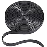 GORGECRAFT 5m Umklappbare Lederstreifen Lederbesatzband Schwarzes Genarbtes Litschi-Kunstlederimitatband 10mm Breite Flache Lederkordelschnur Für Heimwerker Nähen Säumen Basteln Schmuckherstellung