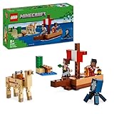 Lego Minecraft Die Piratenschiffreise, Spielzeug-Schiff mit Piratenfiguren, Tintenfisch und Kamel, Bauspielzeug für Rollenspiele, Geschenk für Jungen und Mädchen ab 8 Jahren 21259