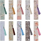 Nezyo 20 Stück Lesezeichen Set Enthält 10 Stück Blumen Lesezeichen für Frauen und 10 Stück Verschiedene Bunte Quasten Niedliche Seiten Markierungen Buch Markierungen für Bücher Studenten Lesen