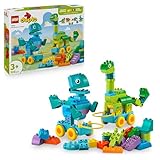 LEGO DUPLO Town Dinos auf Rädern 3-in-1-Set - Spielzeug für Mädchen & Jungen ab 3 Jahren - Diplodocus und T. rex, Triceratops & Stegosaurus oder Pteranodon & Parasaurolophus Dinosaurierfiguren - 10451