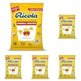 Ricola Original Kräuter, 75g Beutel Original Schweizer Kräuter-Bonbons mit 13 Schweizer Alpenkräutern, zuckerfrei, 1 x 75g, vegan (Packung mit 5)